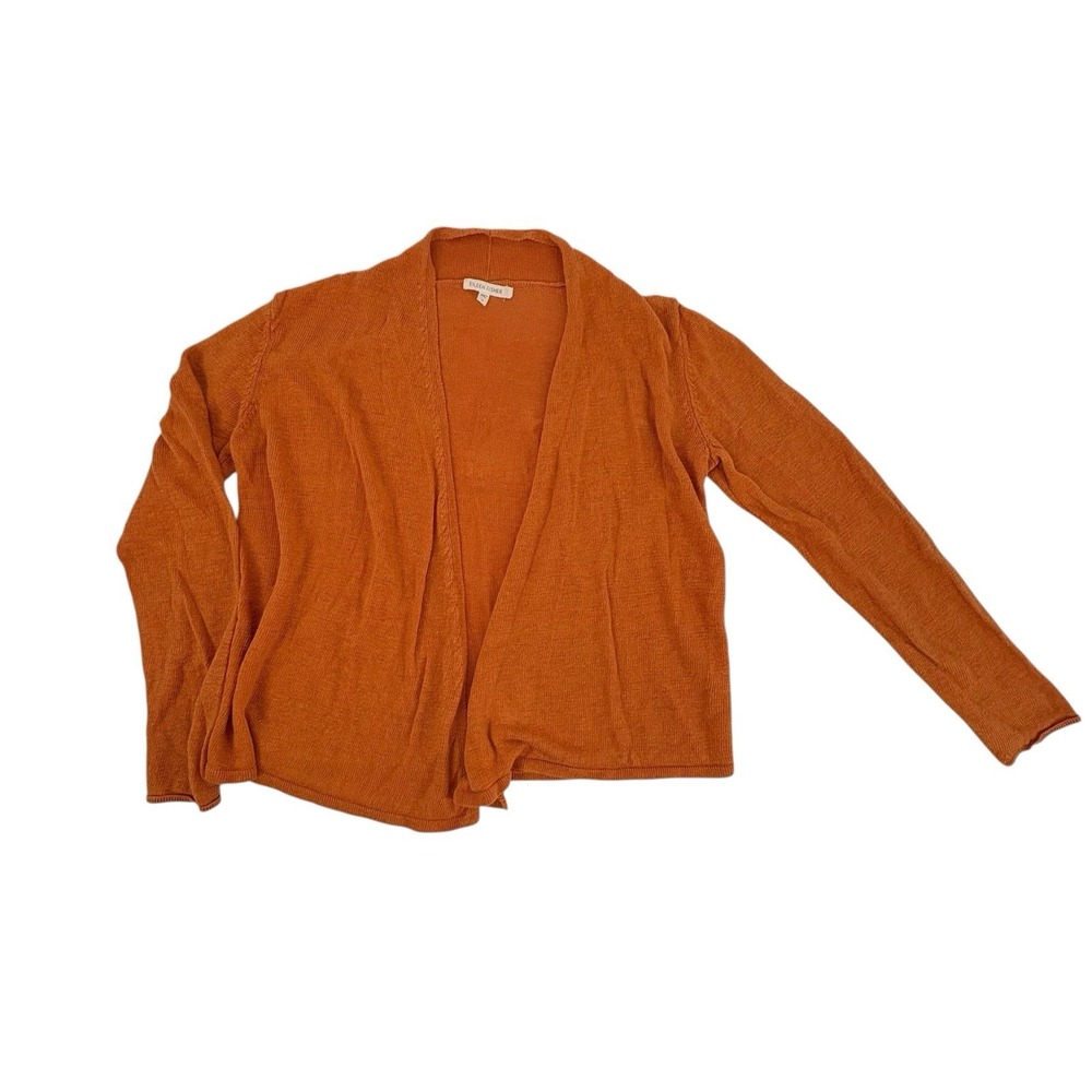 Eileen Fisher Linen Knit Open Front‎ Cardigan Coral Medium